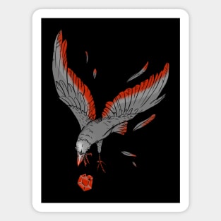 Black Crow Flying with Shiny Red Ruby Magnet